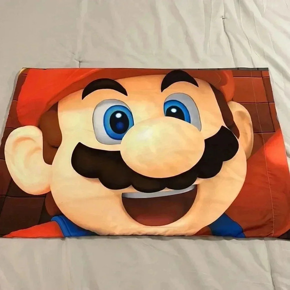 Nintendo Super Mario brothers standard pillow case double sided Luigi Yoshi - Picture 2 of 3